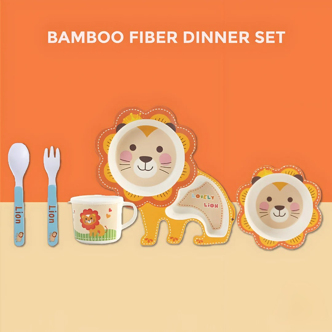 Set de vaisselle en bambou, lion