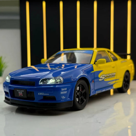 Nissan GT-R Skyline  Die-Cast Metal Collectible Car with Opening Doors and Bonnet