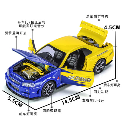 Nissan GT-R Skyline  Die-Cast Metal Collectible Car with Opening Doors and Bonnet