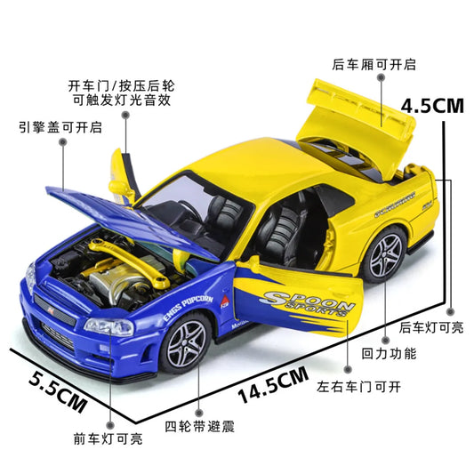 Nissan GT-R Skyline  Die-Cast Metal Collectible Car with Opening Doors and Bonnet
