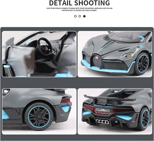 1:32 Scale Bugatti Divo Style Die-Cast Toy Car – Blue with Light & Sound