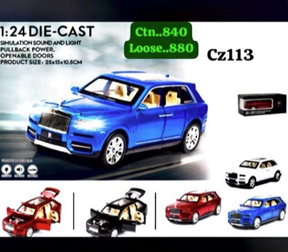 1:24 Scale Die-Cast Rolls-Royce Cullinan SUV Model Car Toy.