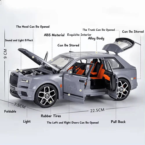 Rolls Royce Cullinan 1:24 Die-Cast Metal Collectible Car with Opening Doors and Bonnet