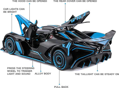 BUGATTI BOLIDE 1:24 Die-Cast Metal Collectible Car with Opening Doors and Bonnet