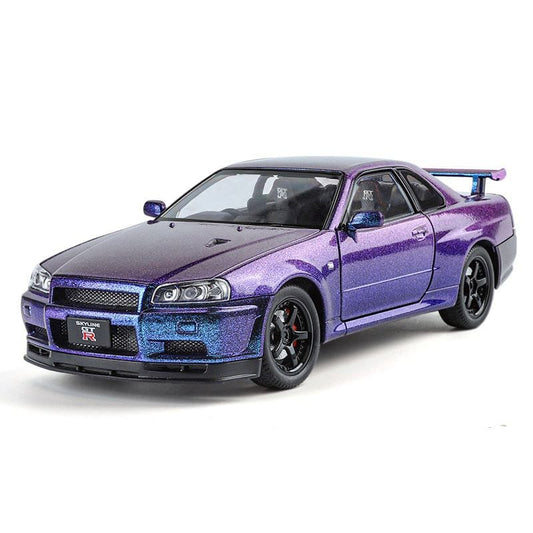 Blue Model Alloy Die-Cast Metal Collectible Car with Opening Doors and Bonnet