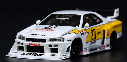 Nissan E-R34 Super Silhouette Skyline GTR Size 1:24 Die-Cast Metal Collectible Car with Opening Doors and Bonnet
