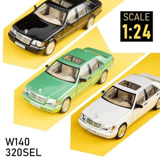 Green Mercedes-Benz W140 Die-Cast Metal Collectible Car with Opening Doors and Bonnet