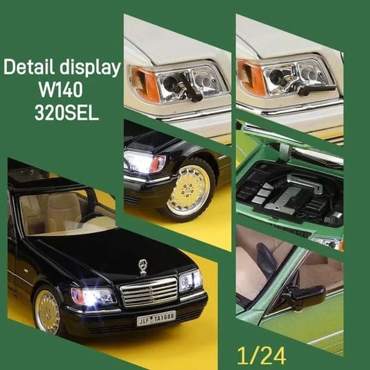 Green Mercedes-Benz W140 Die-Cast Metal Collectible Car with Opening Doors and Bonnet