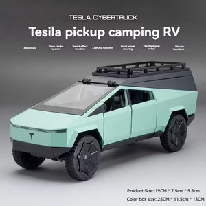 TESLA CYBERTRUCK CAMPING VEHICLE 1:24 Die-Cast Metal Collectible Car with Opening Doors and Bonnet