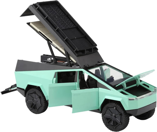 TESLA CYBERTRUCK CAMPING VEHICLE 1:24 Die-Cast Metal Collectible Car with Opening Doors and Bonnet
