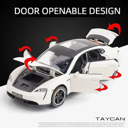 Porsche Taycan 1:32 Die-Cast Metal Collectible Car with Opening Doors and Bonnet