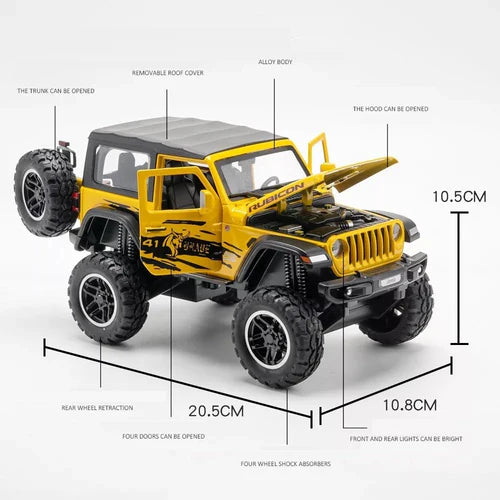 JEEP WRANGLER RUBICON 1941 1:24 Die-Cast Metal Collectible Car with Opening Doors and Bonnet